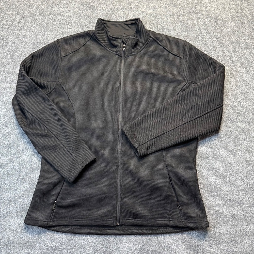 Polar King by Key Jacket Mens 2XLR Black Knit Full Zip Fleece Lined Pockets Logo
